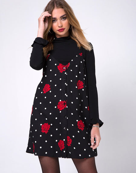 Jasher Slip Dress in Satin Black