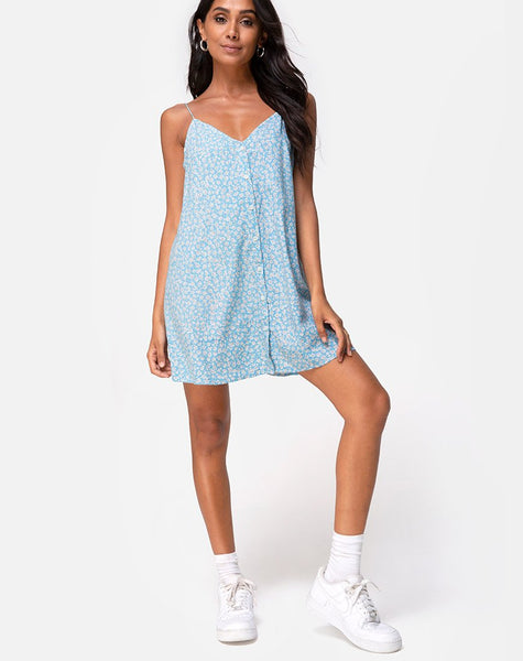 Sanna Slip Dress in Ditsy Rose Blue