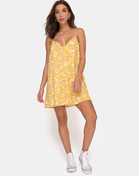 Sanna Slip Dress in Rose Bunch Yellow