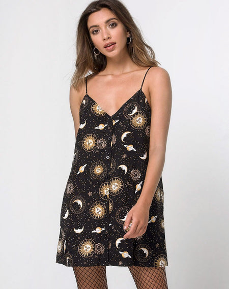 Sello Slip Dress in Celestial Black