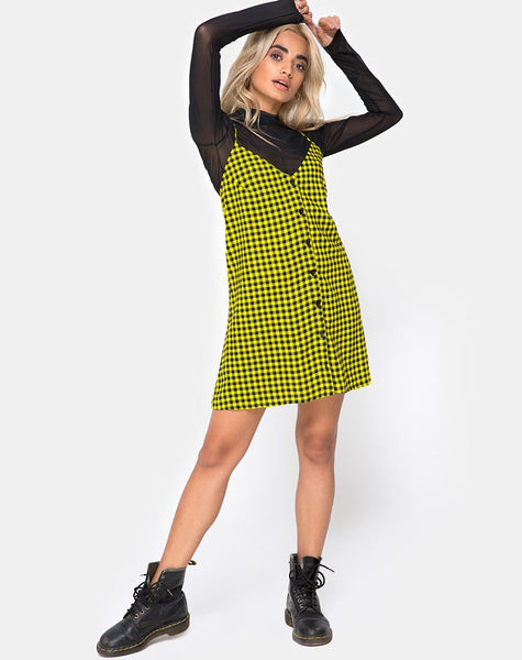 Sanna Slip Dress in Medium Gingham Yellow