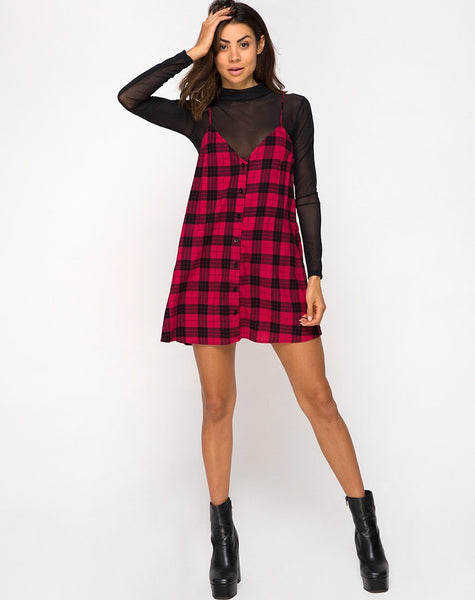 Sanna Dress in Winter Plaid Red and Black