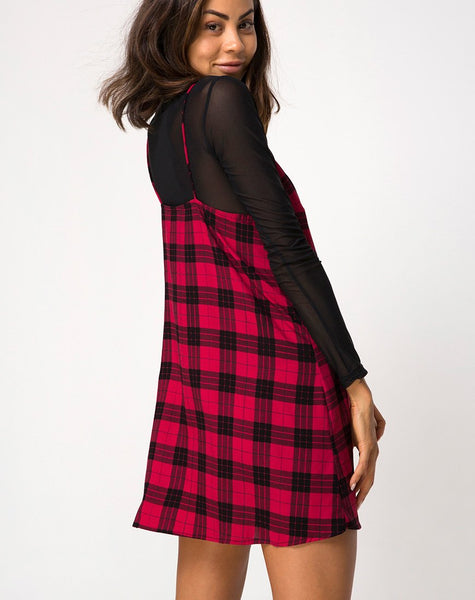 Sanna Dress in Winter Plaid Red and Black