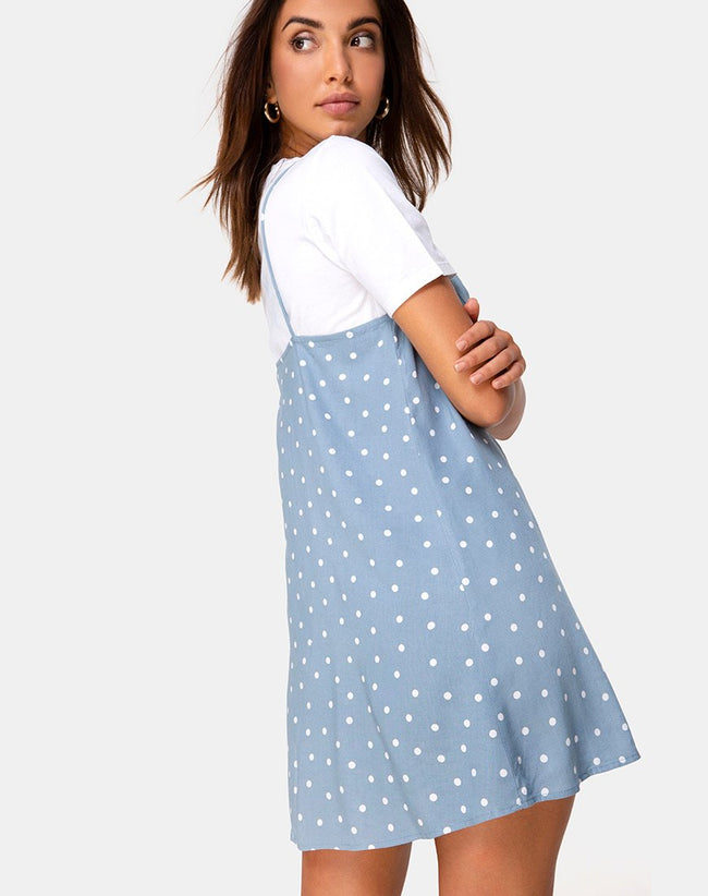 Sanna Slip Dress in Skater Polka Blue