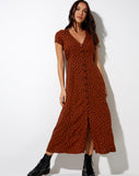 Sanrin Midi Dress in Dainty Daisy Bombay Brown