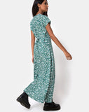 Sanrin Midi Dress in Floral Field Green