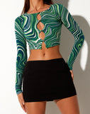 Image of Sarah Crop Top in 70s Ripple Green