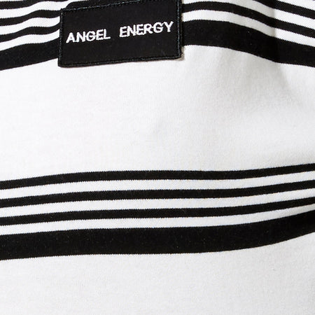 Saria Crop Top in Black Stripe 'Angel Energy' Label