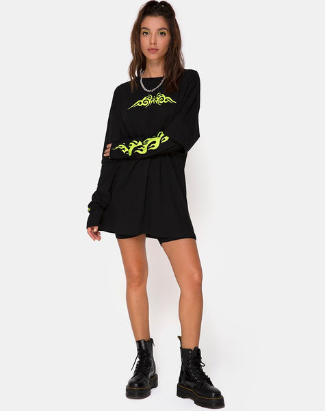 Sashie Jumper Dress in Black with Green Tribal