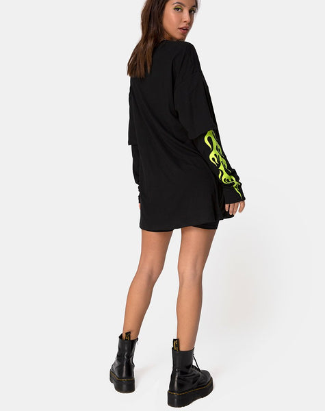 Sashie Jumper Dress in Black with Green Tribal