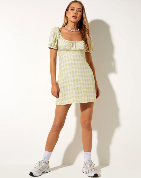 Image of Sasi Mini Dress in Sage Check