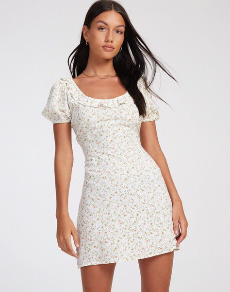 image of Sasyana Mini Dress in Pretty Petal Ivory