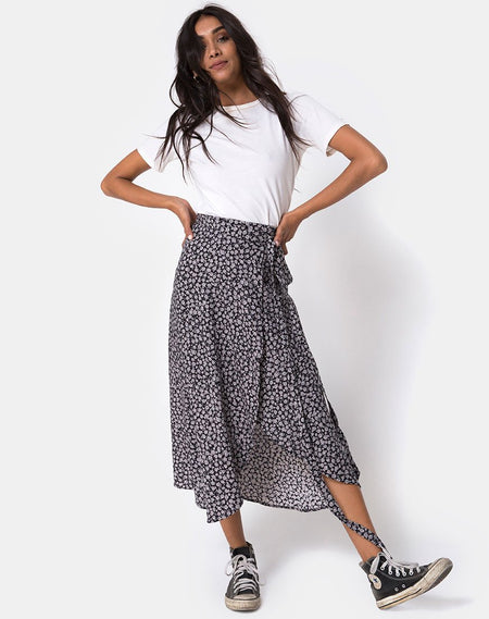 Saika Midi Skirt in Dark Wild Flower