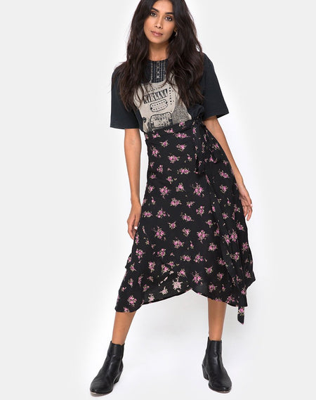 Saika Midi Skirt in Rar Leopard Grey