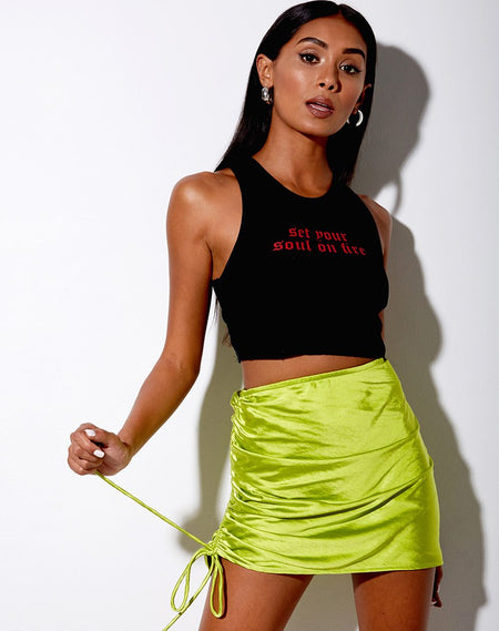 Shenka Mini Skirt in Satin Forest Green