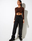 Image of Sau Long Sleeve Top in Abstract Tiger Brown