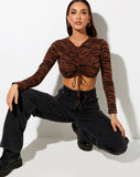 Image of Sau Long Sleeve Top in Abstract Tiger Brown