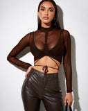 Image of Sauja Crop Top in Mesh Chocolate