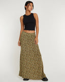 image of Sayan Maxi Skirt in Grungey Floral Khaki