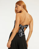 image of Sayri Bandeau Top in Mono Doodle Black