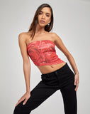 Sayunda Bandeau Top in Rose Petal Red