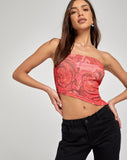 Sayunda Bandeau Top in Rose Petal Red