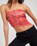 Sayunda Bandeau Top in Rose Petal Red