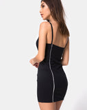 Scosh Bodycon Dress in Black with Piping Line