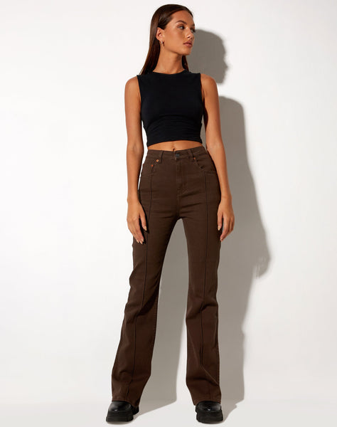 Image of Seam Bootleg Jeans in Bitter Chocolate