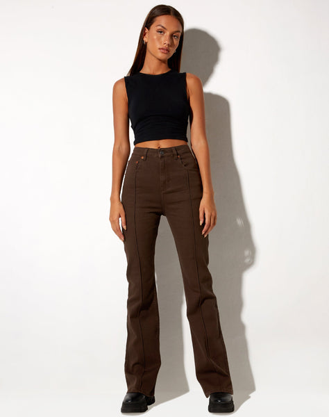 Image of Seam Bootleg Jeans in Bitter Chocolate