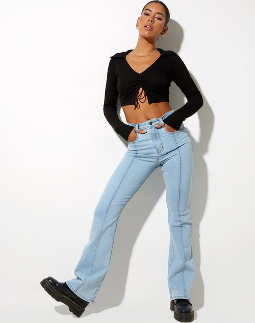 Image of Seam Flare Jeans in Light Wash