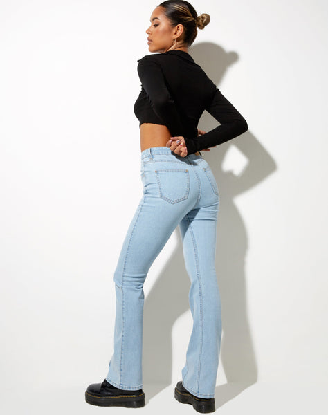 Image of Seam Flare Jeans in Light Wash