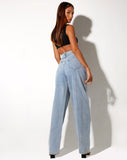 Image of Seam Parallel Jeans in Light Wash Blue