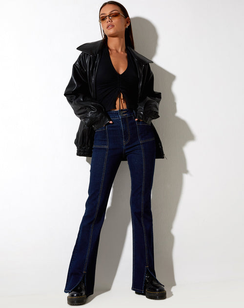 Image of Seam Split Jeans in Indigo Blue