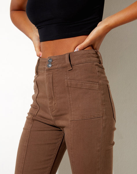 Image of Seam Split Jeans in Rich Brown