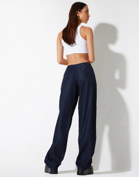 image of Sedna Wide Leg Trouser in Denim Blue Chambray