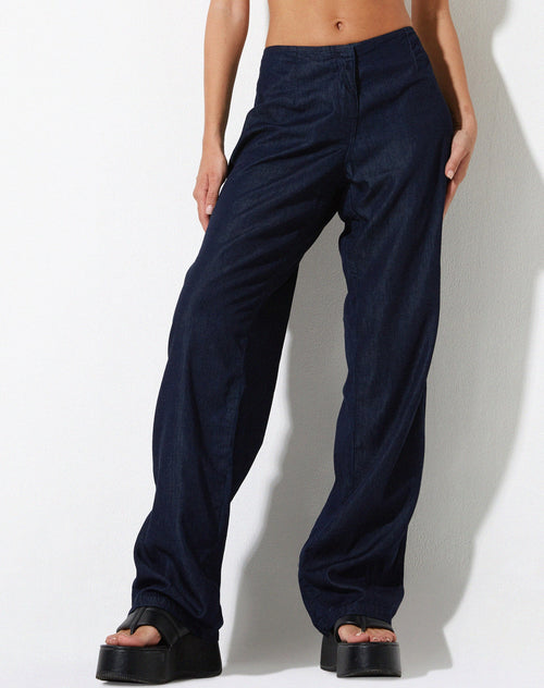 image of Sedna Wide Leg Trouser in Denim Blue Chambray