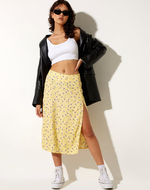 Image of Seko Midi Skirt in Wild Flower Lemon Drop