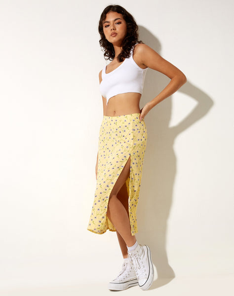 Image of Seko Midi Skirt in Wild Flower Lemon Drop