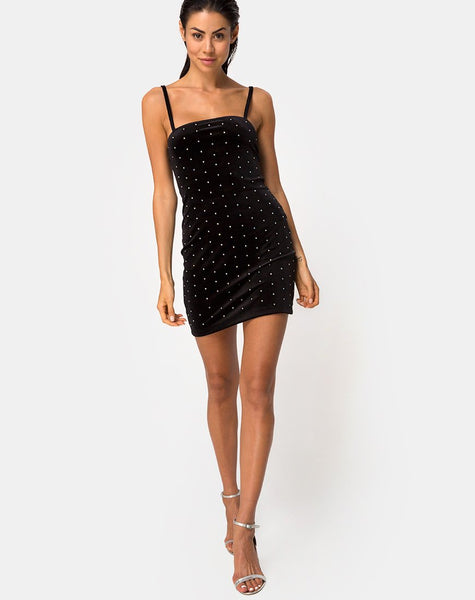 Selah Bodycon Dress in Diamante Black