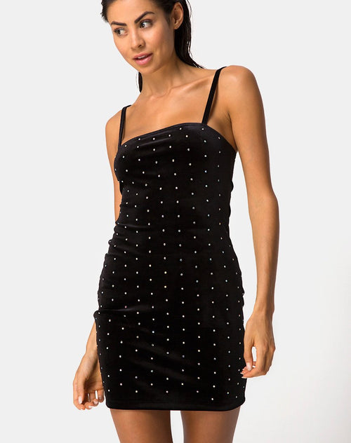 Selah Bodycon Dress in Diamante Black