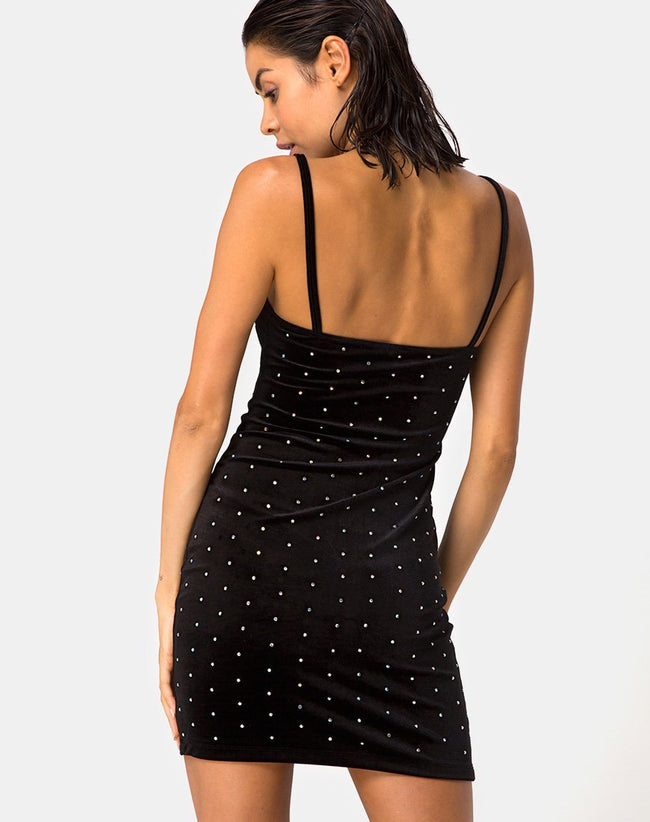 Selah Bodycon Dress in Diamante Black