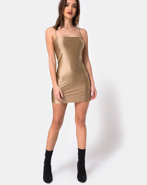 Selah Bodycon Dress in Nylon Gold