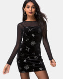 Selah Dress in Black Velvet Medium Astro Glitter