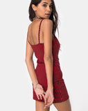 Selah Bodycon Dress in Mini Stripe Red and Black