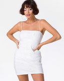 Selah Tube Dress in Matte Fishcale Sequin White