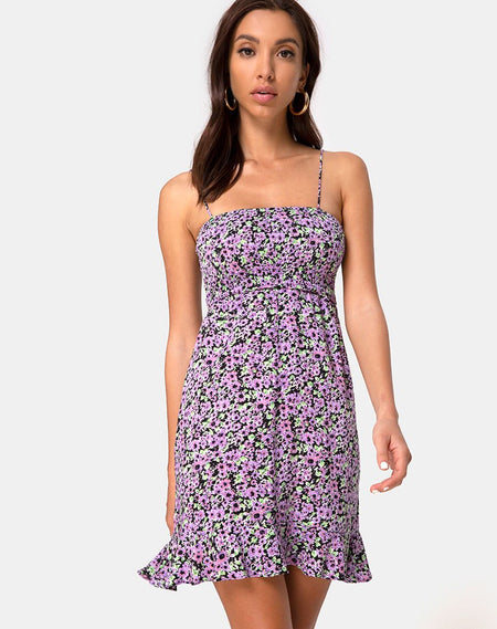 Mala Slip Dress in Floral Field Navy