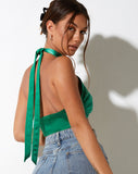 image of Selenda Crop Top in Satin Kelly Green