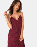 Senia Dress in Satin Rose Burgundy