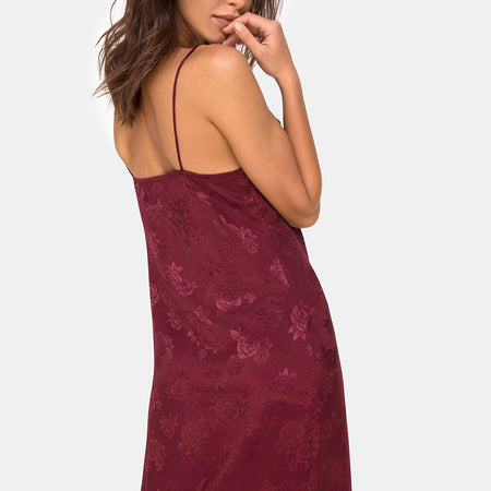 Senia Dress in Satin Rose Burgundy